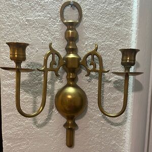Gold Colonial Style Wall Sconce with Candle Holders